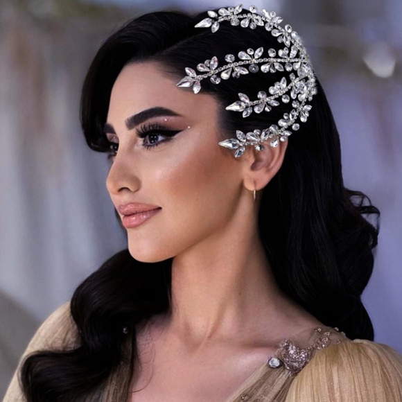 NEW Bride Bridal Sliver Hairpiece Large Headpiece sparkle crystal wedding gift main image 6